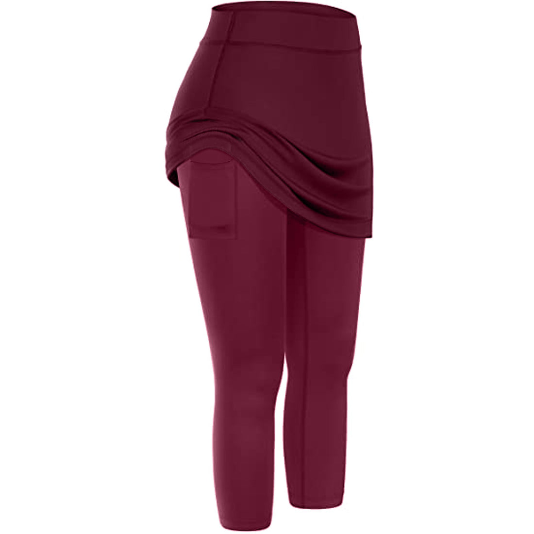 Women Tennis Skirted Leggings Pockets Elastic Sports Yoga Capris Skirts Legging - cas7m