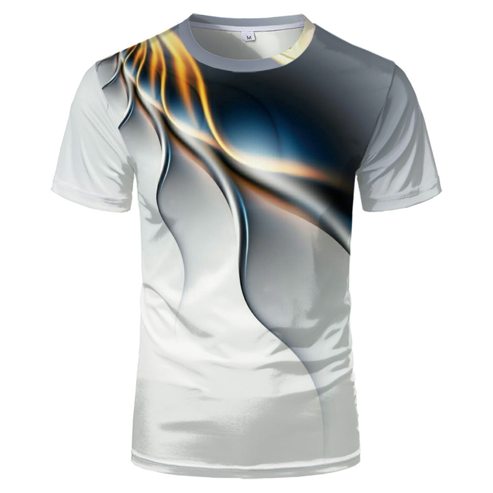 Trend 3D Printed Loose Collarless T-Shirt - cas7m