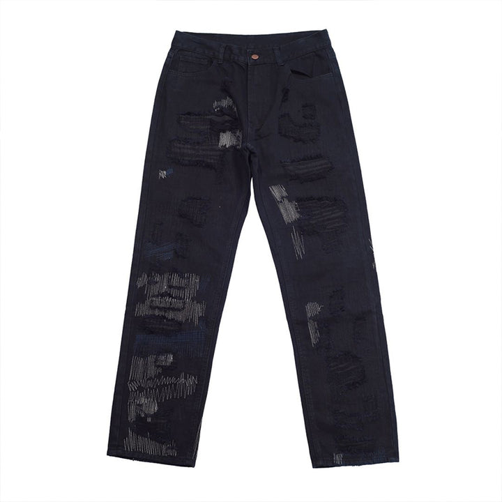 7tt Original National Chaogao Street Cut Loose Straight Jeans Men''s Wide Leg High Waist Versatile Casual Pants - cas7m