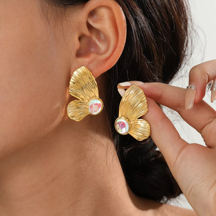 18K Gold-Plated  Butterfly Wing Earrings - cas7m