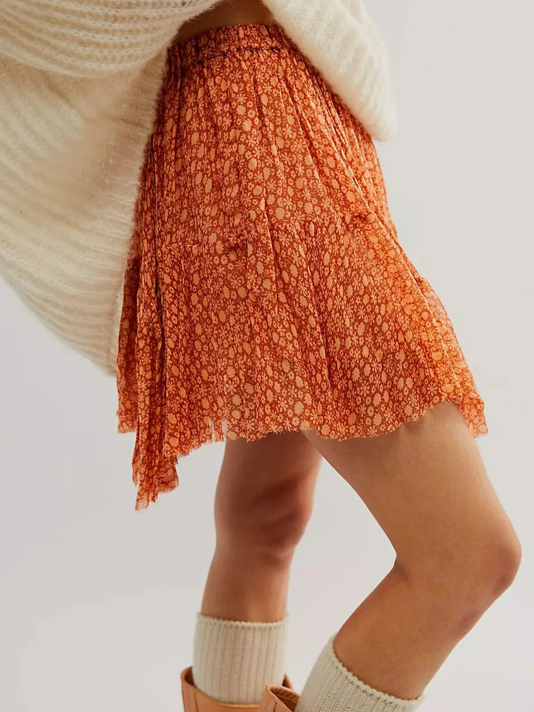 Floral Print Mini Skirt - cas7m