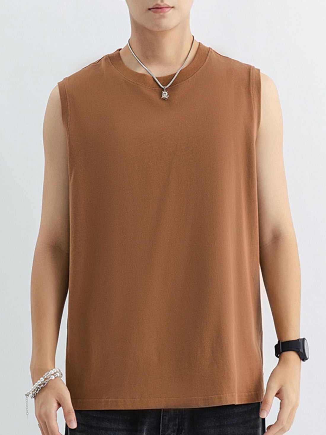 Men's Plus Size Round Neck Tank - cas7m