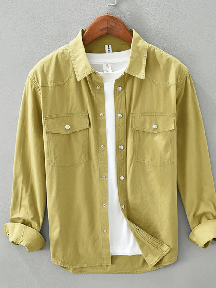Men's Plus Size Button Up Long Sleeve Shirt - cas7m