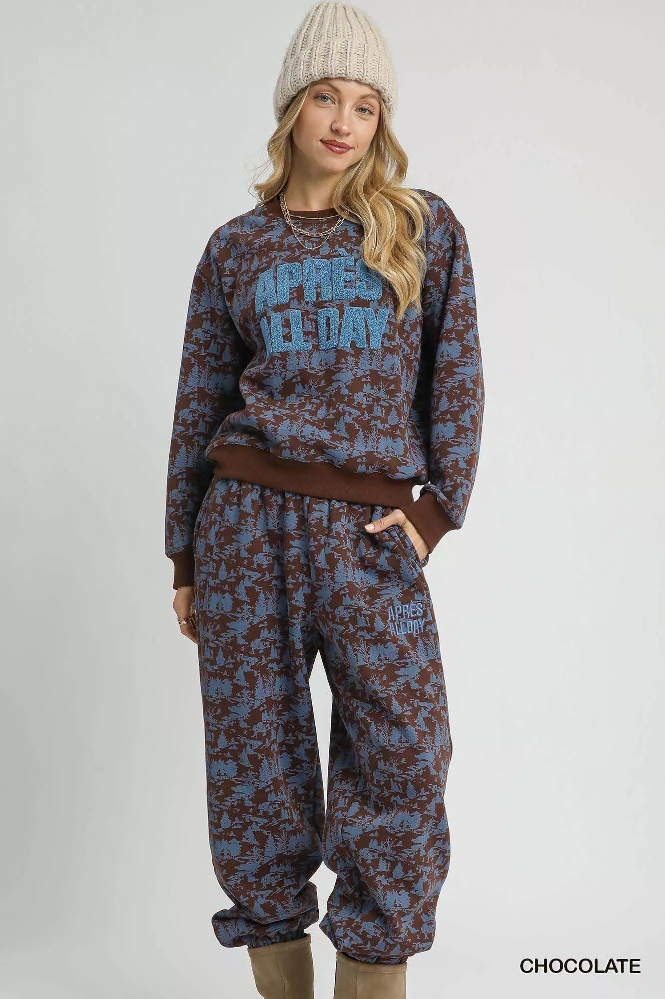 Umgee Scenic Print Casual Sweatpants - cas7m