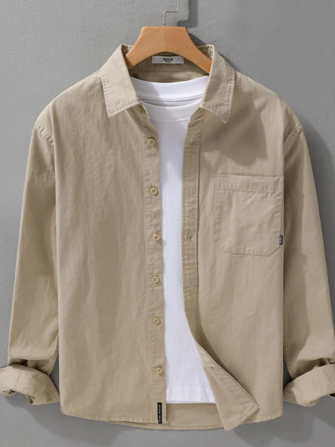 Men's Plus Size Button Up Long Sleeve Shirt - cas7m