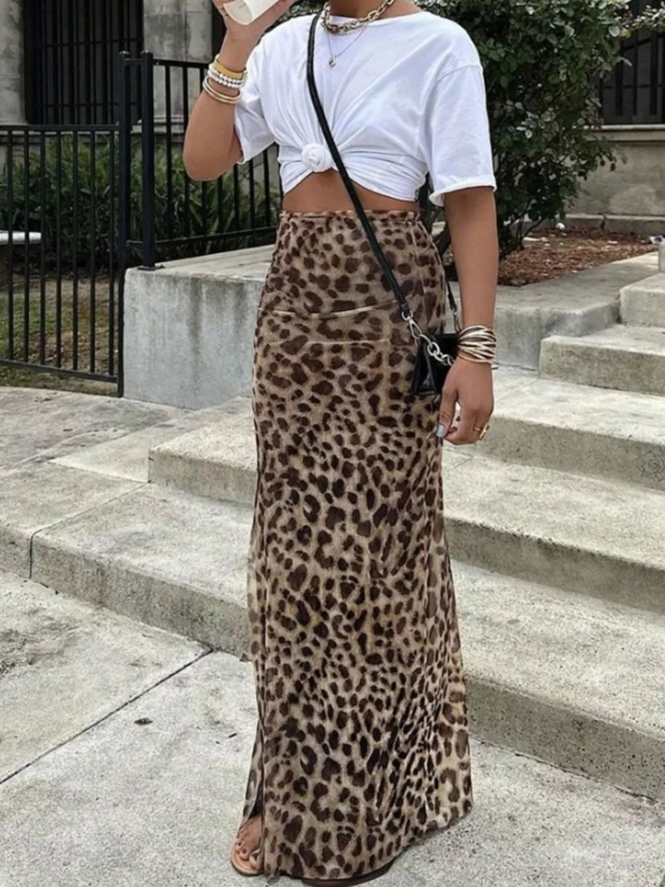 Leopard Print High-Waisted Maxi Skirt - cas7m