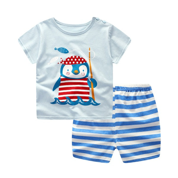 Cartoon Clothing Baby Boy Summer Clothes T-shirt Baby Girl Casual Clothing Sets - cas7m