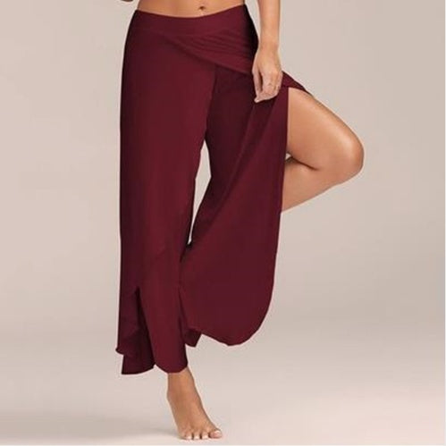 Wide Leg Split Harem Pants - cas7m