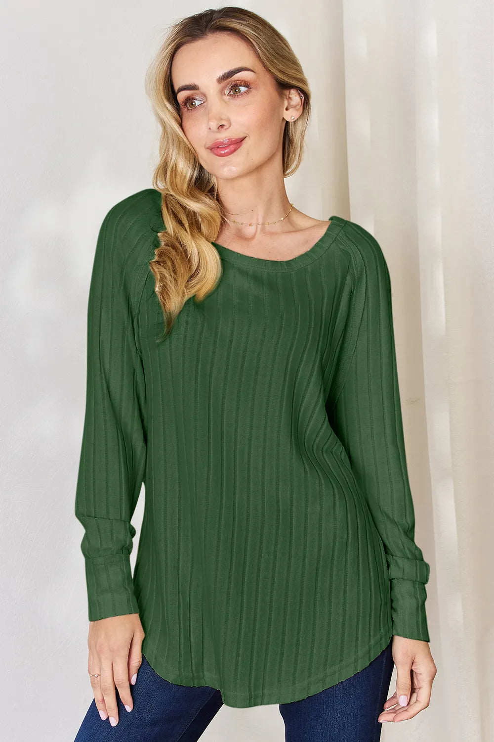 Ribbed Basic Stretch Top – Versatile & Comfy Poly Blend - cas7m