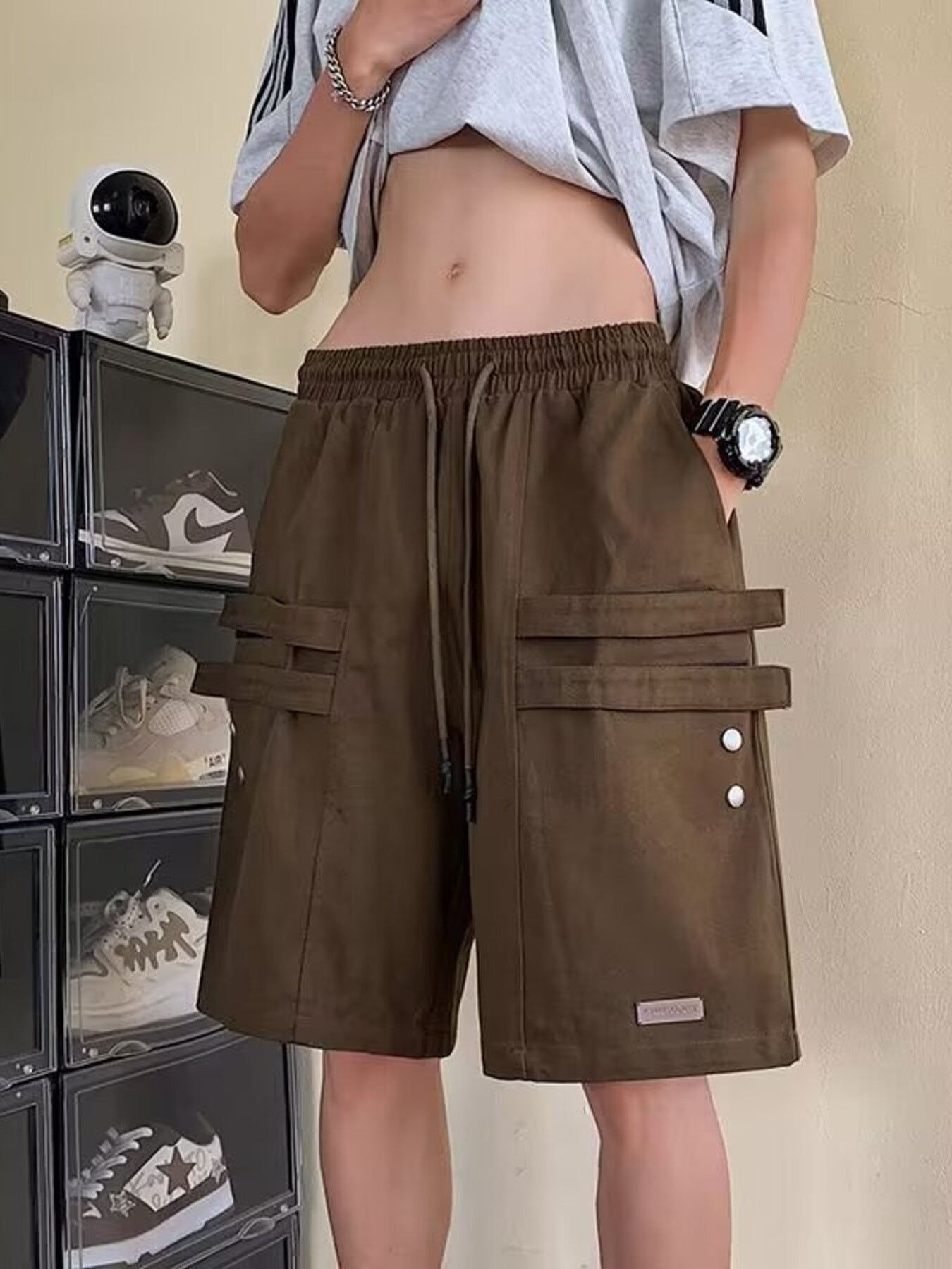 Men's Plus Size Casual Cargo Shorts with Pockets - cas7m
