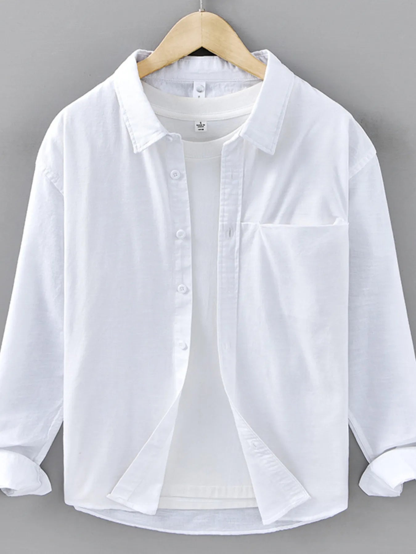 Men's Plus Size Button Up Long Sleeve Shirt - cas7m
