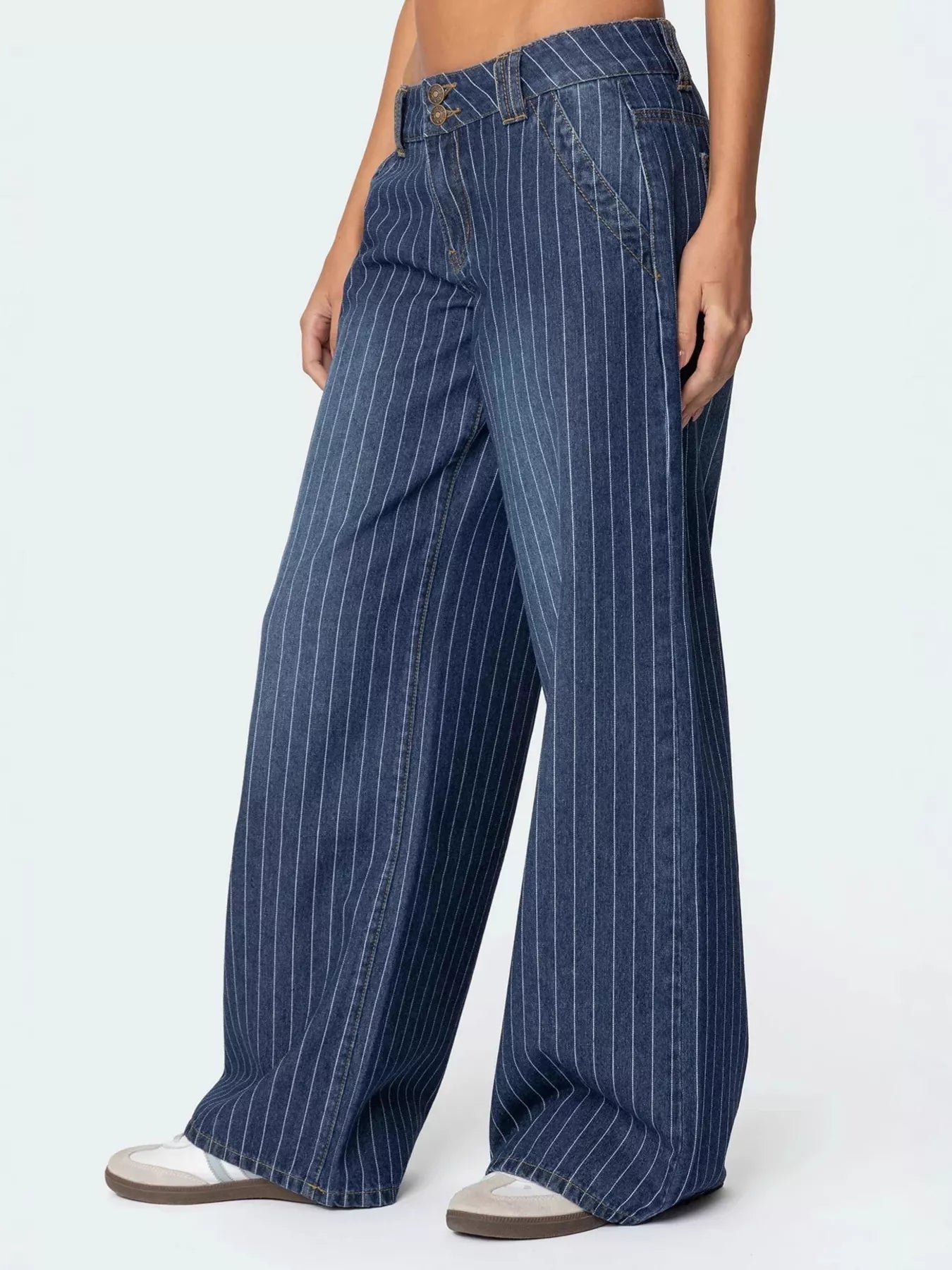 Striped Wide Leg Jeans - cas7m