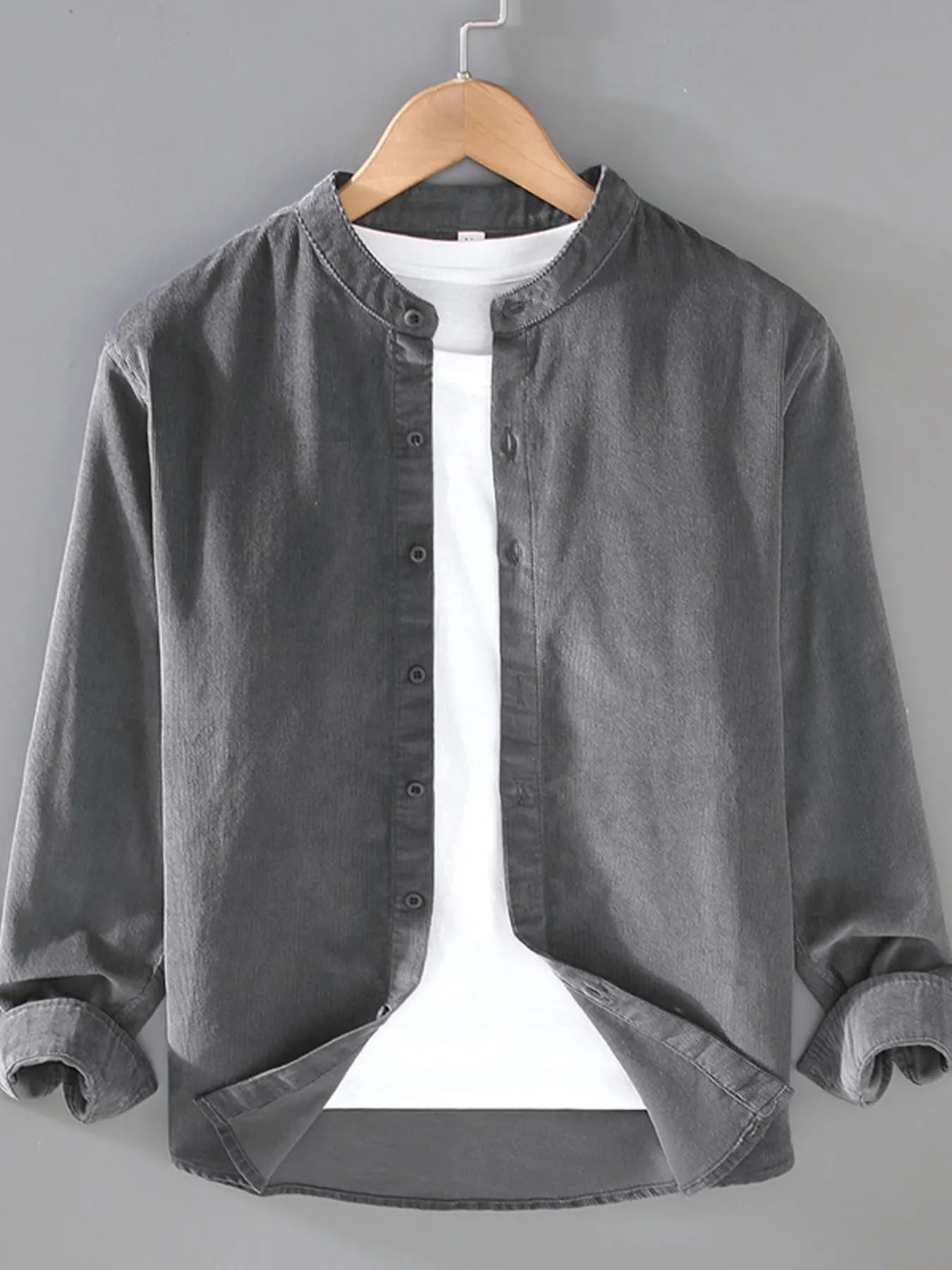 Men's Plus Size Button Up Long Sleeve Shirt - cas7m