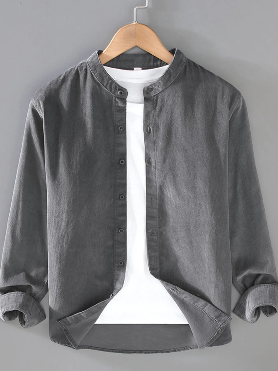 Men's Plus Size Button Up Long Sleeve Shirt - cas7m