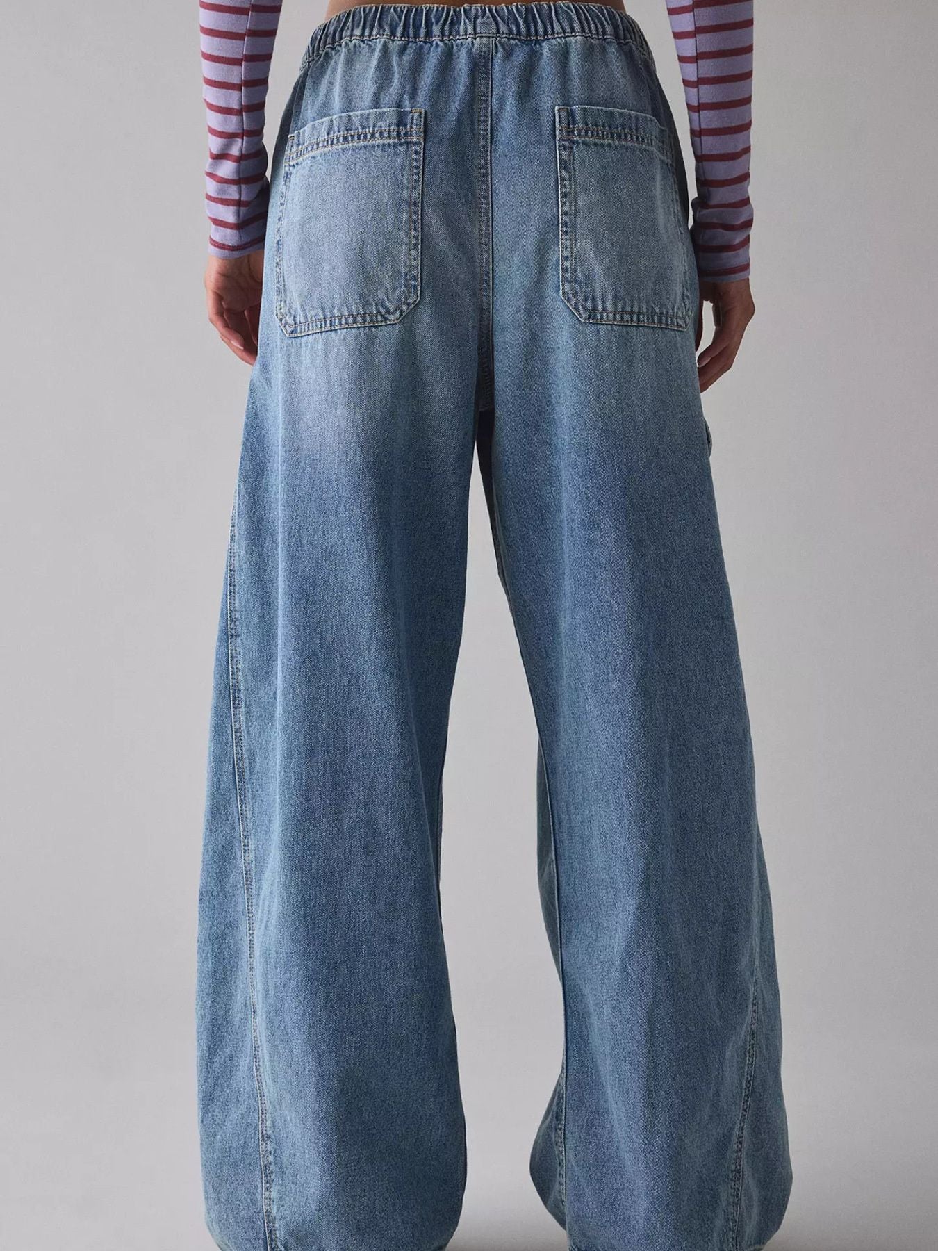 Drawstring Waist Cargo Jeans - cas7m