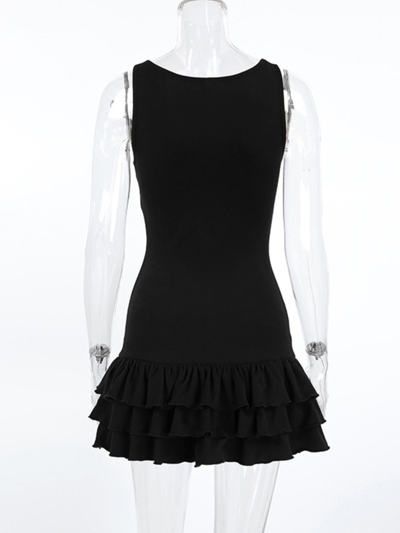 Ruffled Hem Round Neck Tank - cas7m