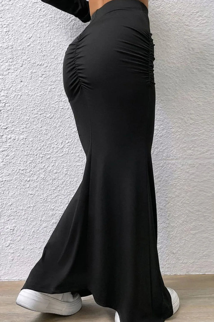 Ruched Maxi Trumpet Skirt - cas7m