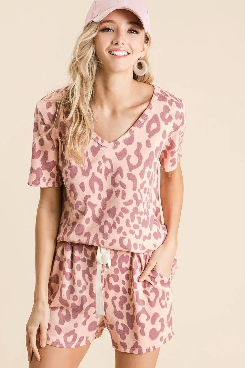 BiBi Leopard Shorts with Twill Tape Drawstring - cas7m