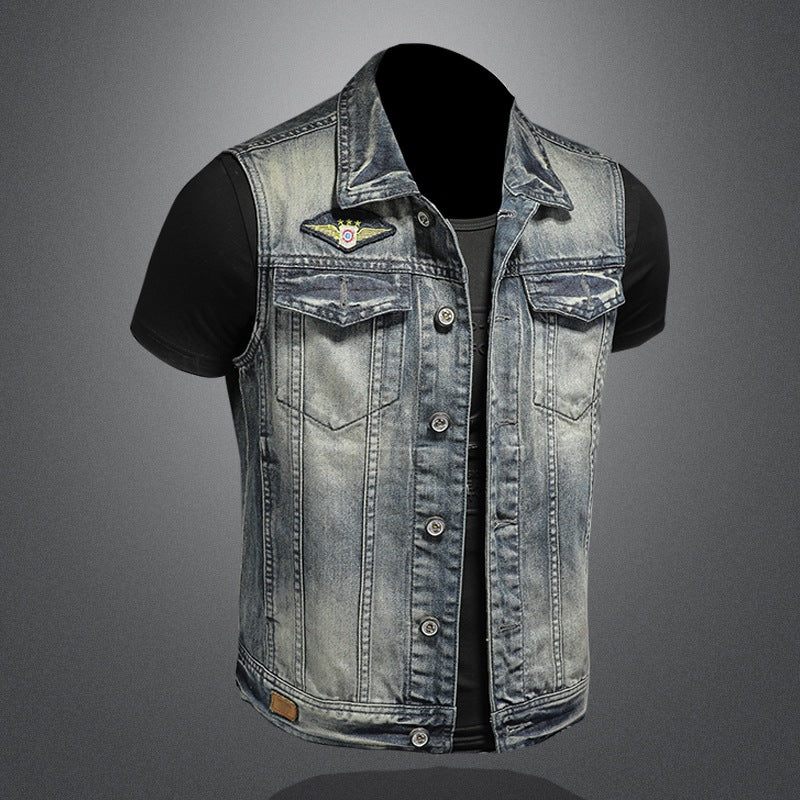 Personalized Denim Vest Men Plus Size Vest - cas7m