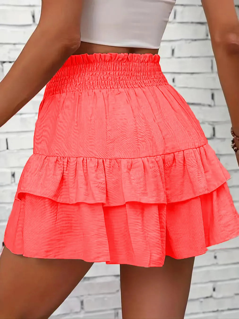 Ruffle Layered High Waist Casual Skort - cas7m