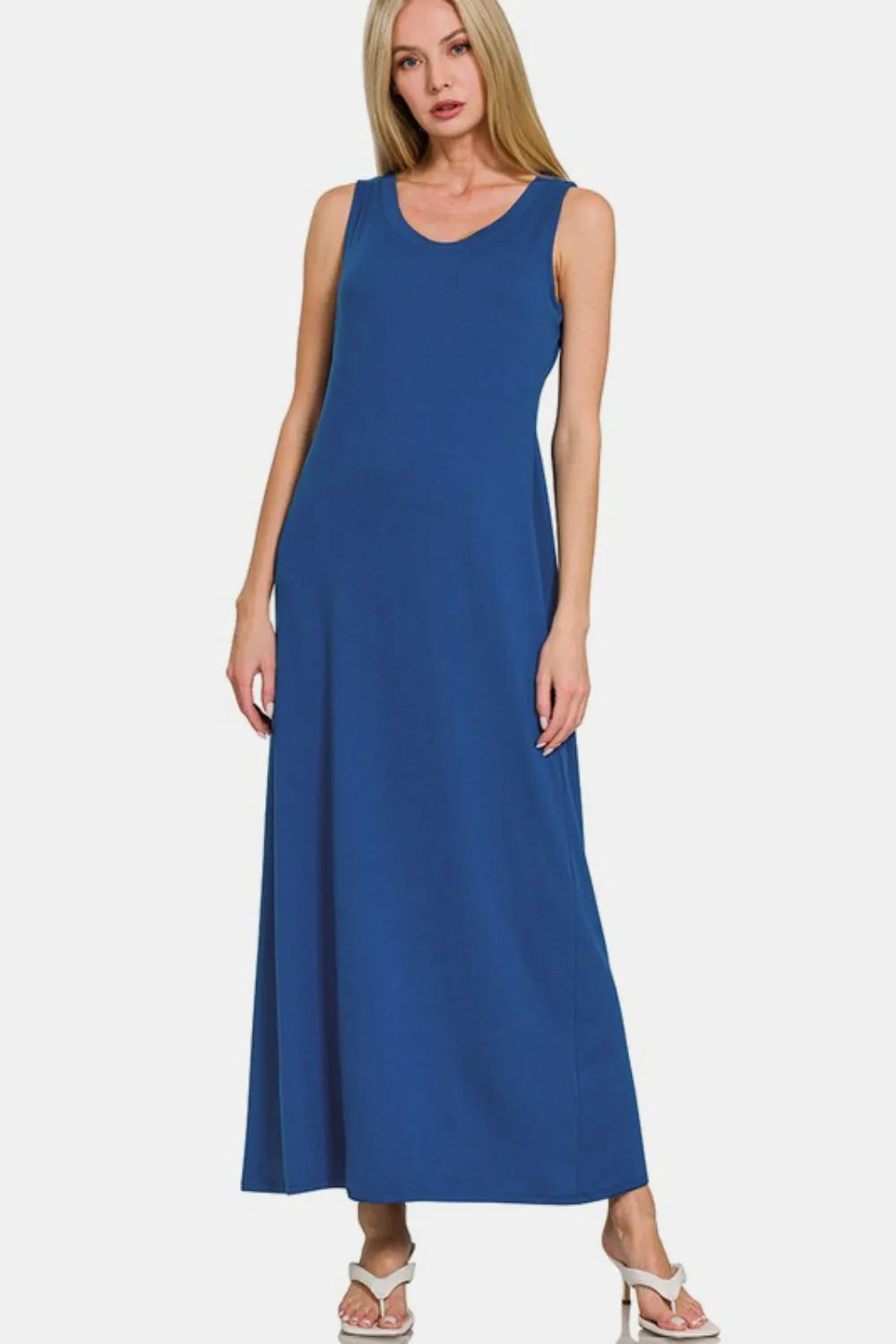 Zenana Scoop Neck Wide Strap Tank Dress - cas7m