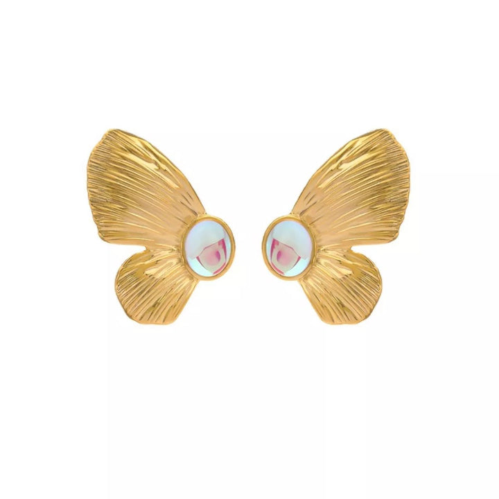18K Gold-Plated  Butterfly Wing Earrings - cas7m