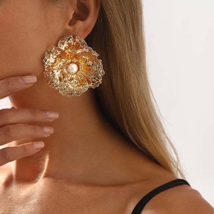 18K Gold-Plated Flower Earrings - cas7m