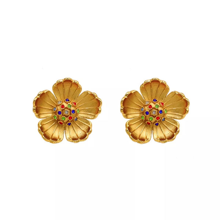 18K Gold-Plated Flower Earrings - cas7m