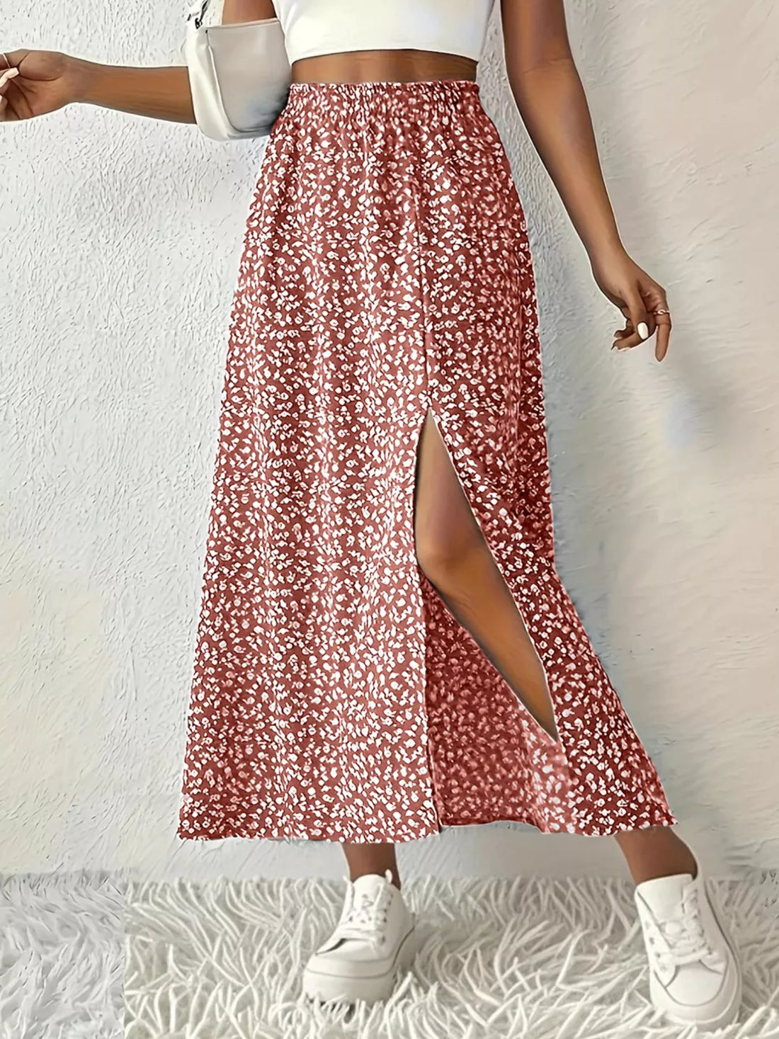 Slit Printed Skirt - cas7m