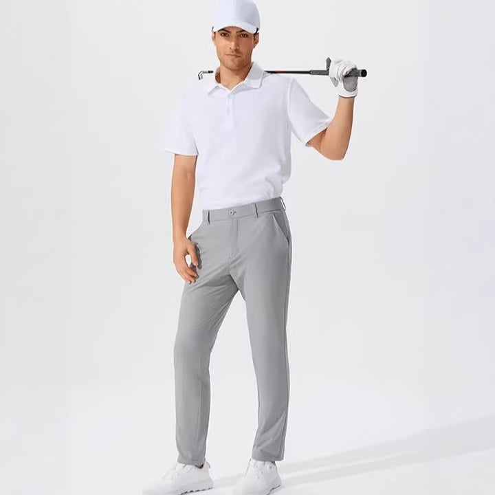 Stretch Solid Color Golf Men's Dress Trousers Long Pants - cas7m