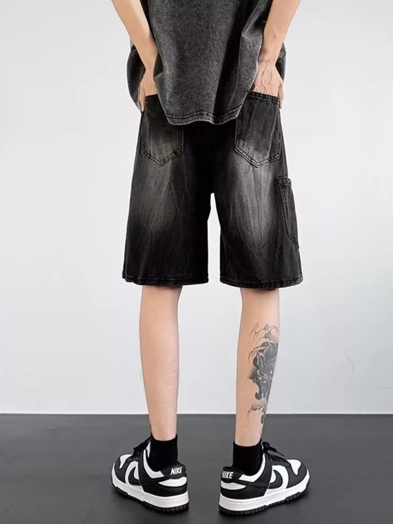 Men's Plus Size Distressed Wide Leg Denim Shorts - cas7m
