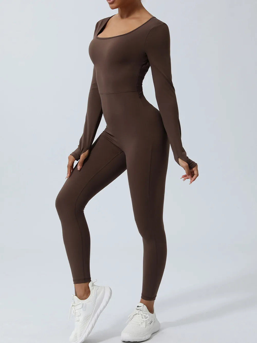 Twisted Backless Long Sleeve Jumpsuit - cas7m
