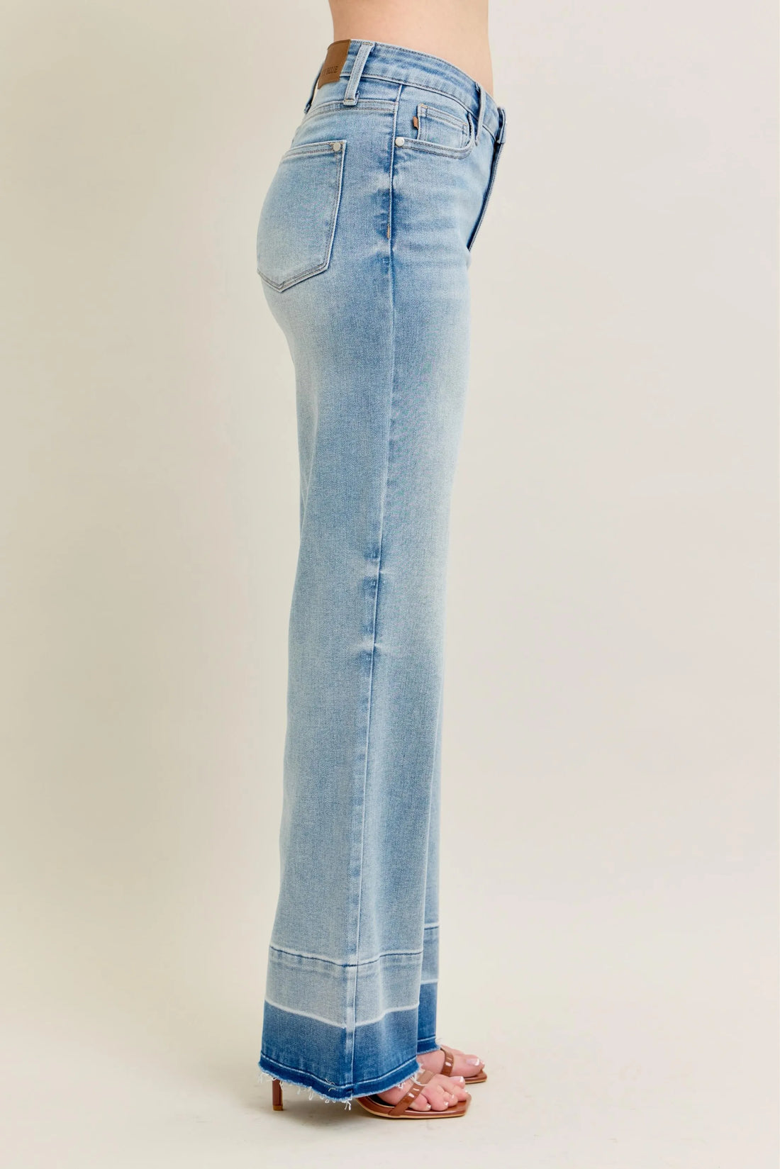 Judy Blue Full Size Mr Release Hem Wide Leg Jeans Plus Size - cas7m