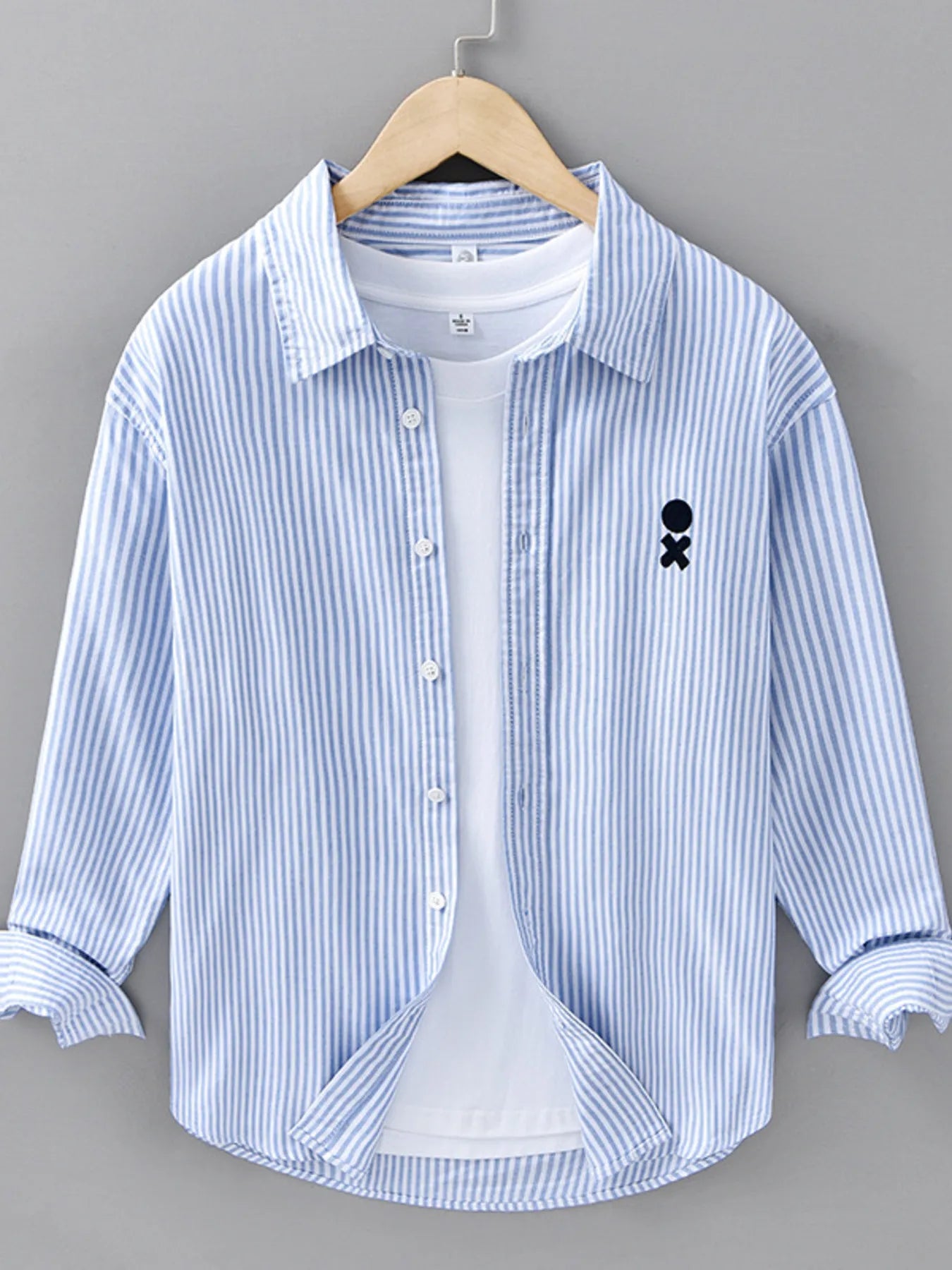 Men's Plus Size Striped Casual Long Sleeve Shirt - cas7m