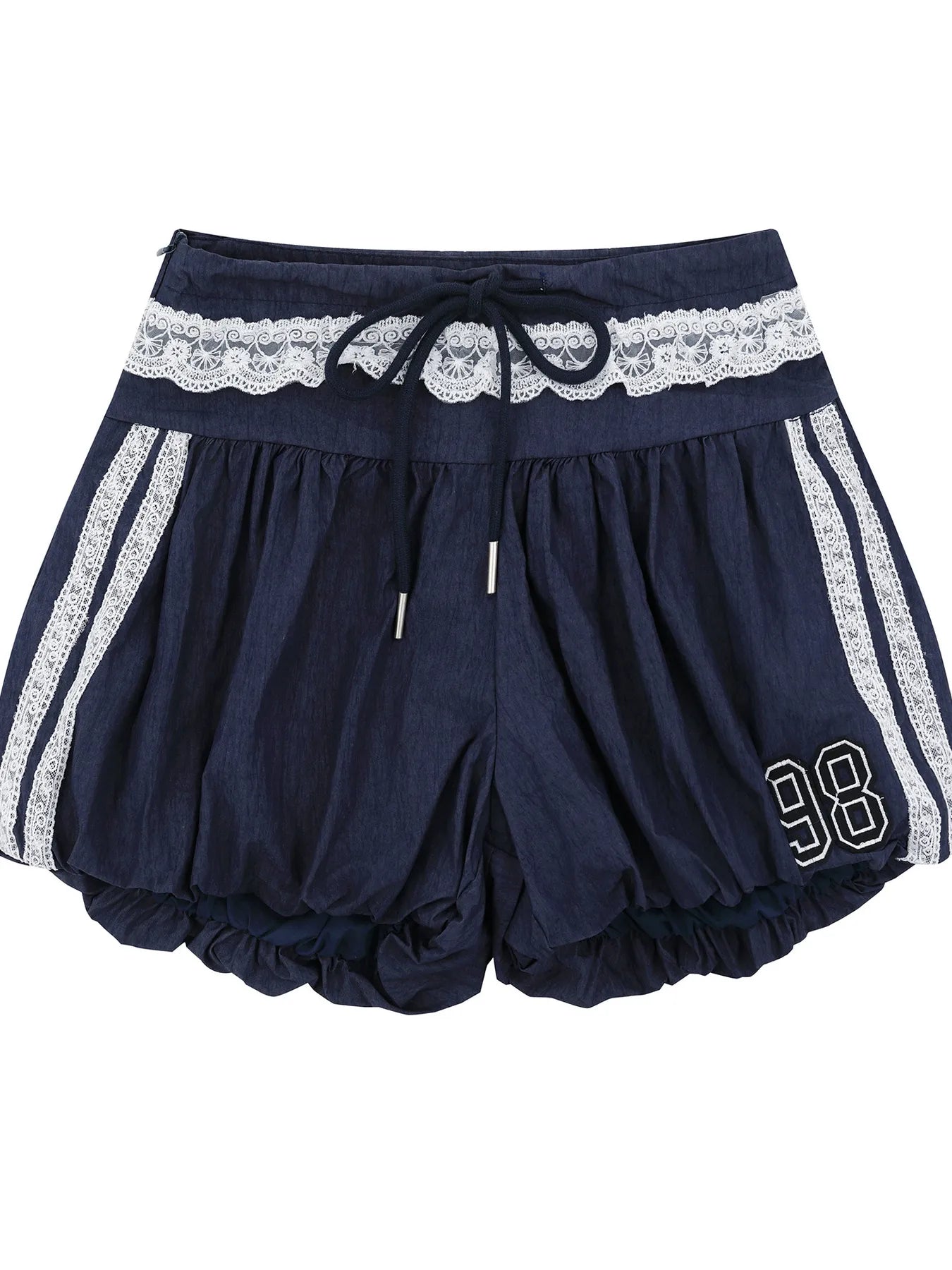 Lace Trim Shorts with Drawstring - cas7m