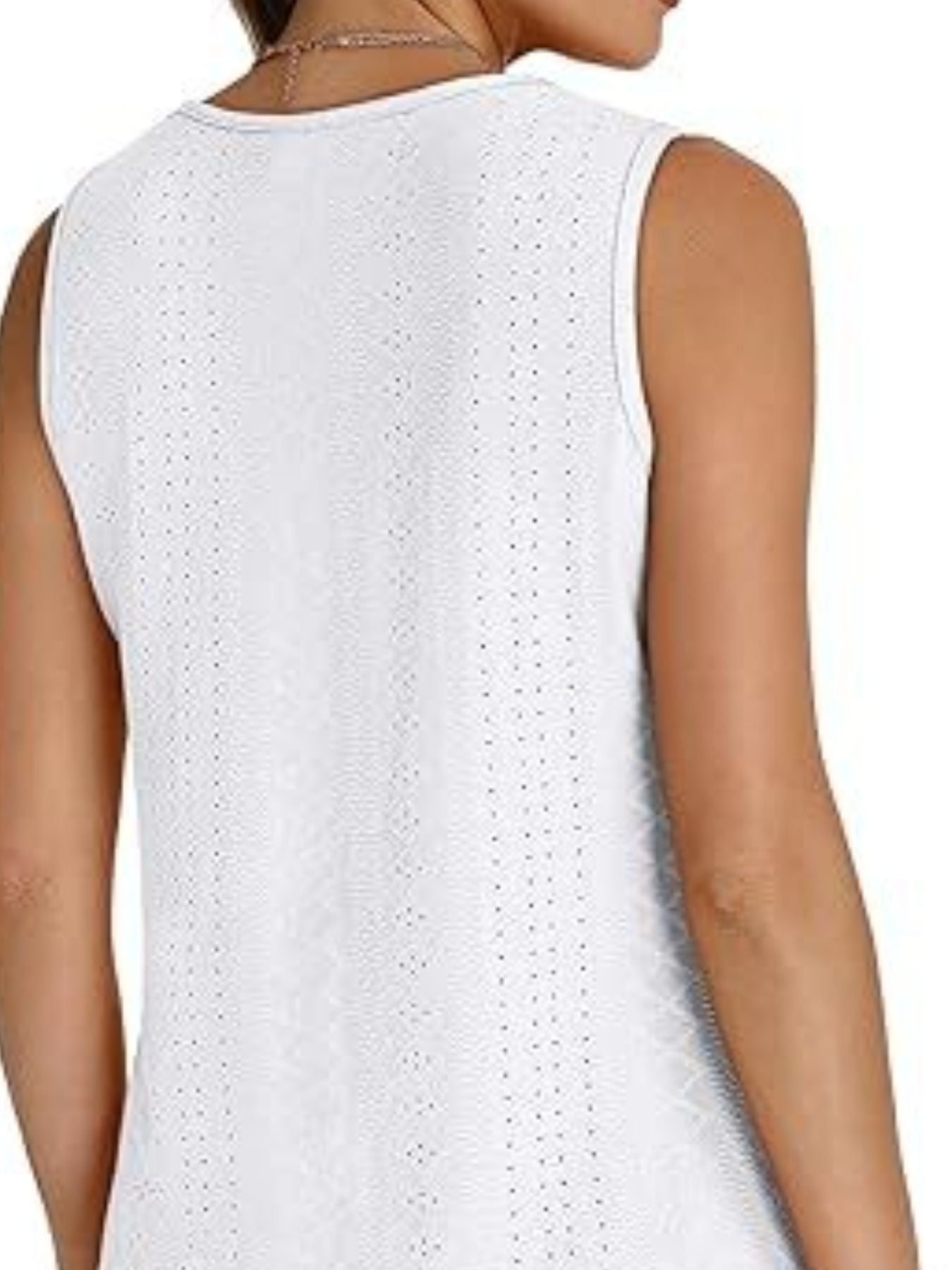 Eyelet V-Neck Tank - cas7m