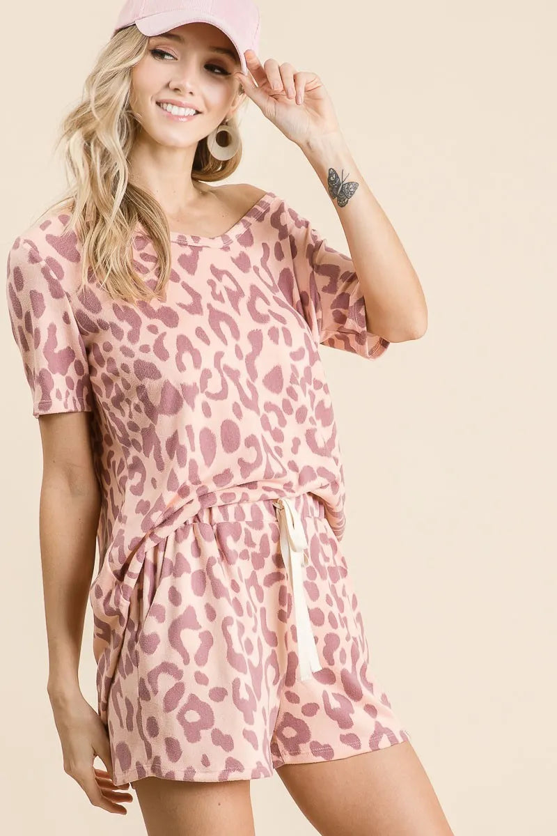 BiBi Leopard Shorts with Twill Tape Drawstring - cas7m