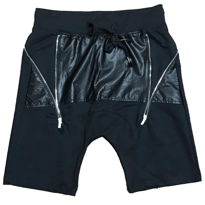 Leather Front Moto Shorts - cas7m