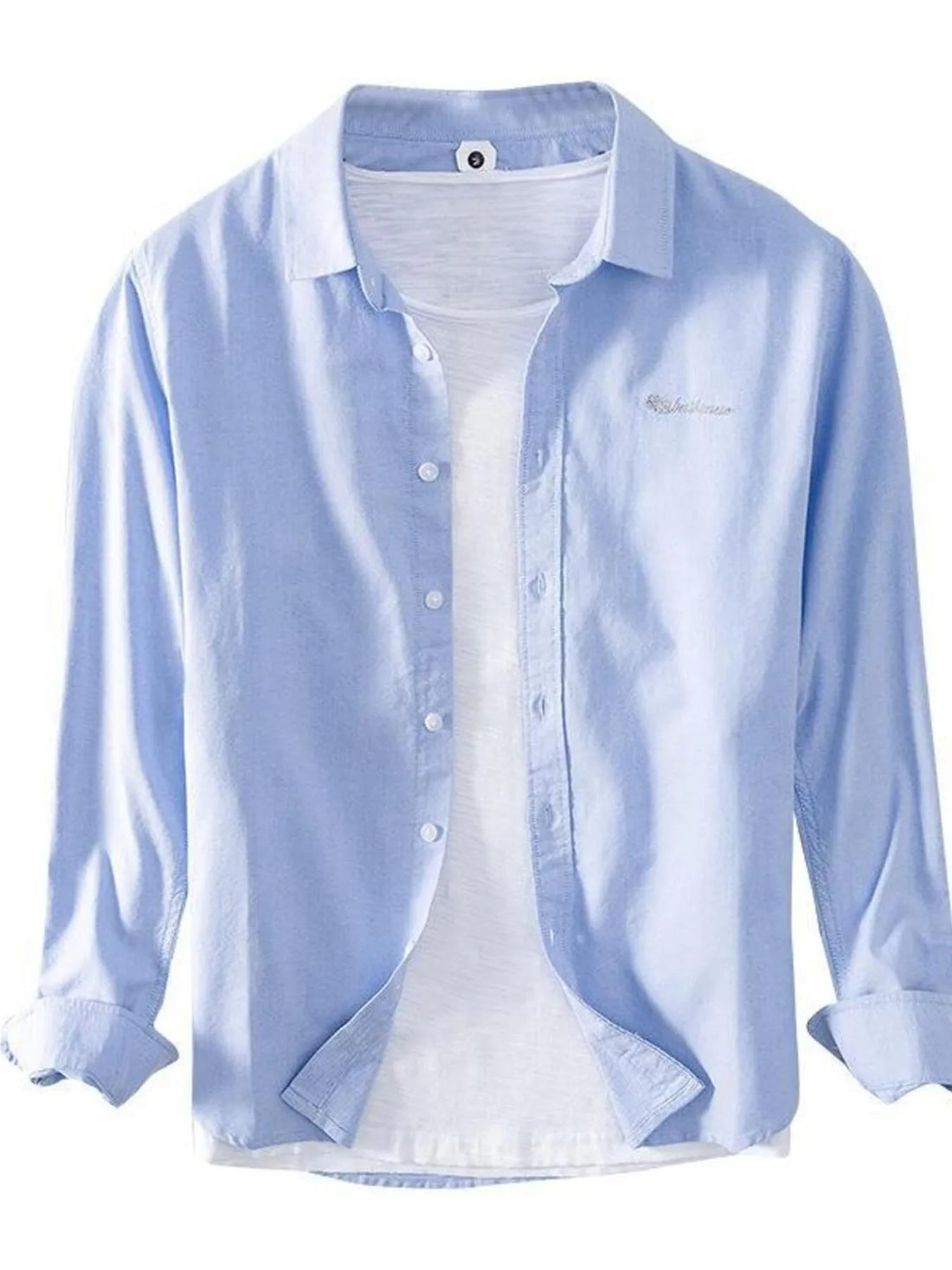 Men's Plus Size Button Up Long Sleeve Shirt - cas7m