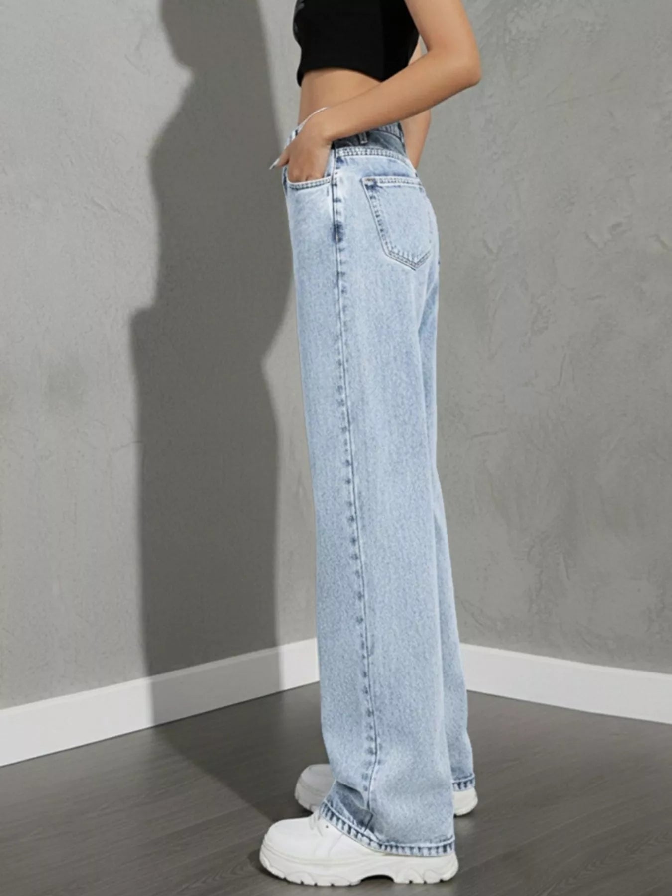High Waist Wide Leg Jeans - cas7m