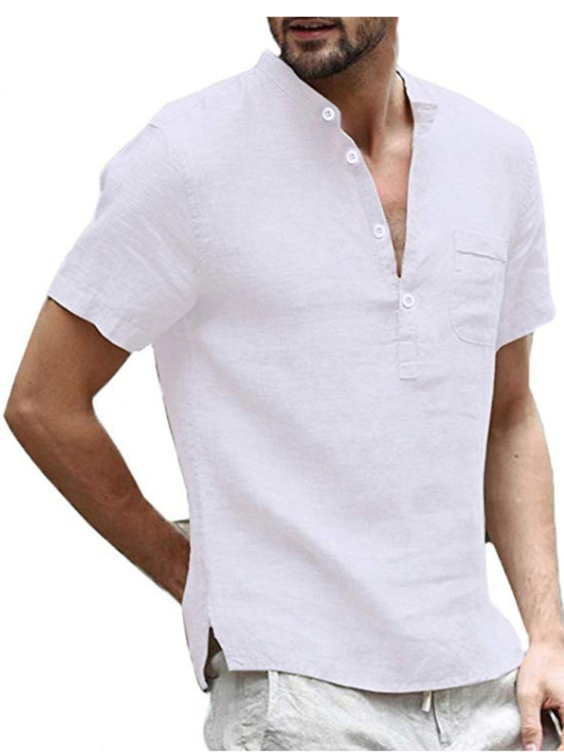Men's Full Size Casual Solid Color Button Detail Shirt Plus Size - cas7m