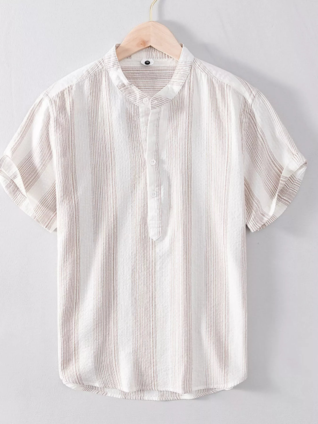 Men's Plus Size Striped Short Sleeve Blouse - cas7m