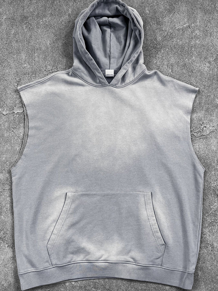 Men's Casual Kangaroo Pocket Hooded Tank - cas7m