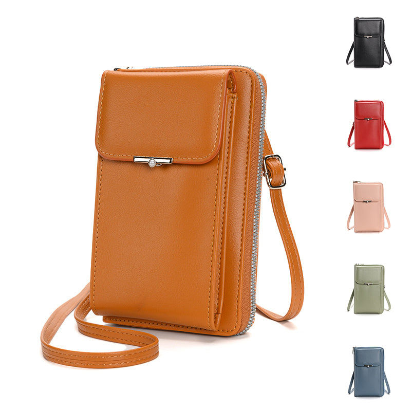 Fashion Large Capacity Mobile Phone Bags Women Small Zipper Crossbody Shoulder Bag Long Wallet - cas7m