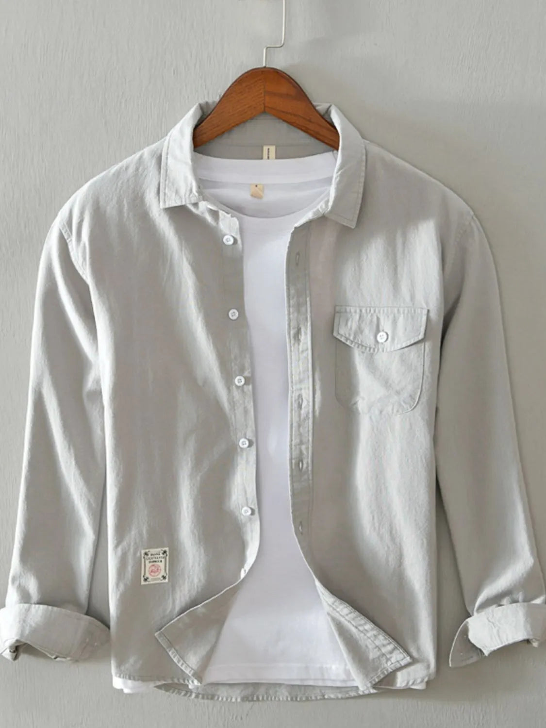 Men's Plus Size Button Up Long Sleeve Shirt - cas7m