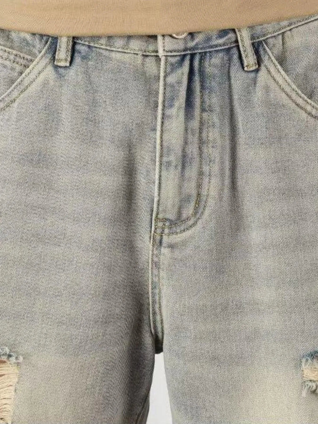 Men's Full Size Distressed Denim Shorts Plus Size - cas7m