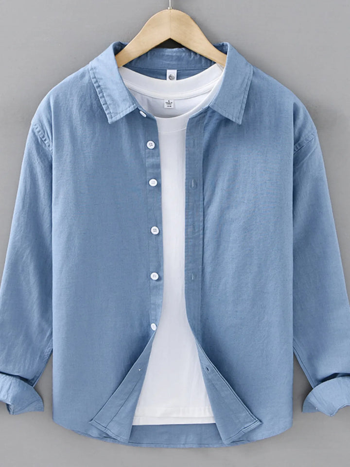 Men's Plus Size Button Up Long Sleeve Shirt - cas7m