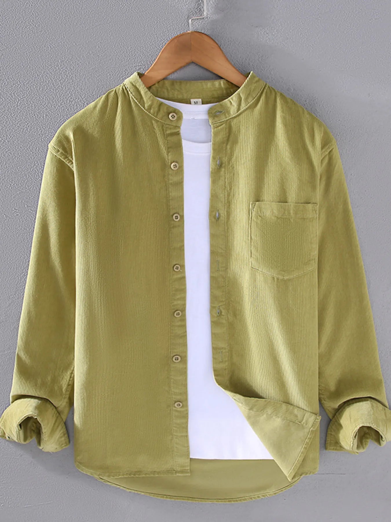 Men's Plus Size Button Up Long Sleeve Shirt - cas7m