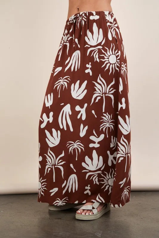 VERY J Printed Resort Midi Skirt - cas7m