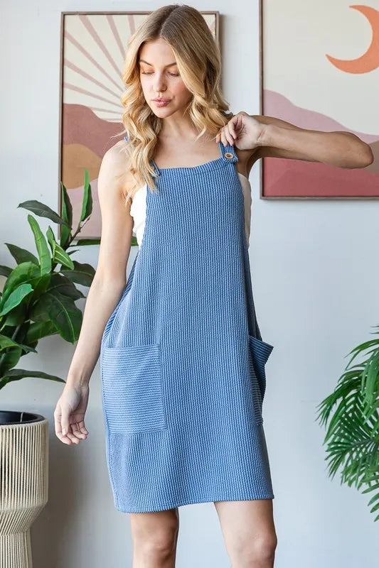 Heimish Full Size Ribbed Sleeveless Mini Tank Dress Plus Size - cas7m